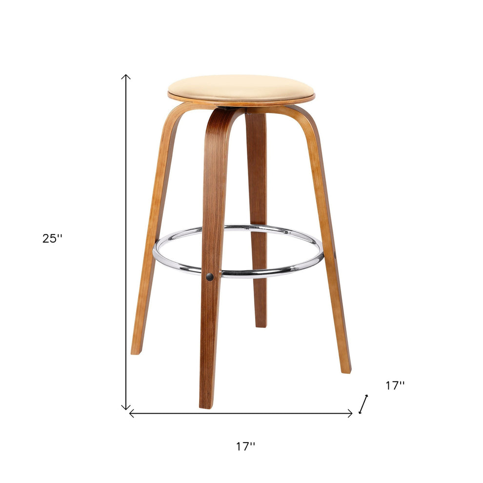 26" Cream Faux Leather Backless Modern Swivel Bar By Homeroots | Bar Stools | Modishstore - 7