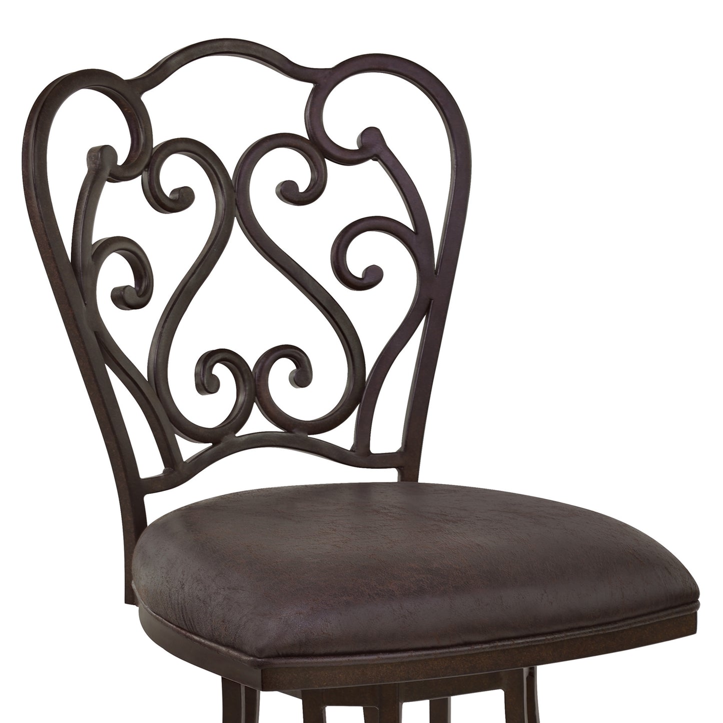 26" Dark Espresso Scroll Back Metal Swivel Bar Stool By Homeroots | Bar Stools | Modishstore - 4