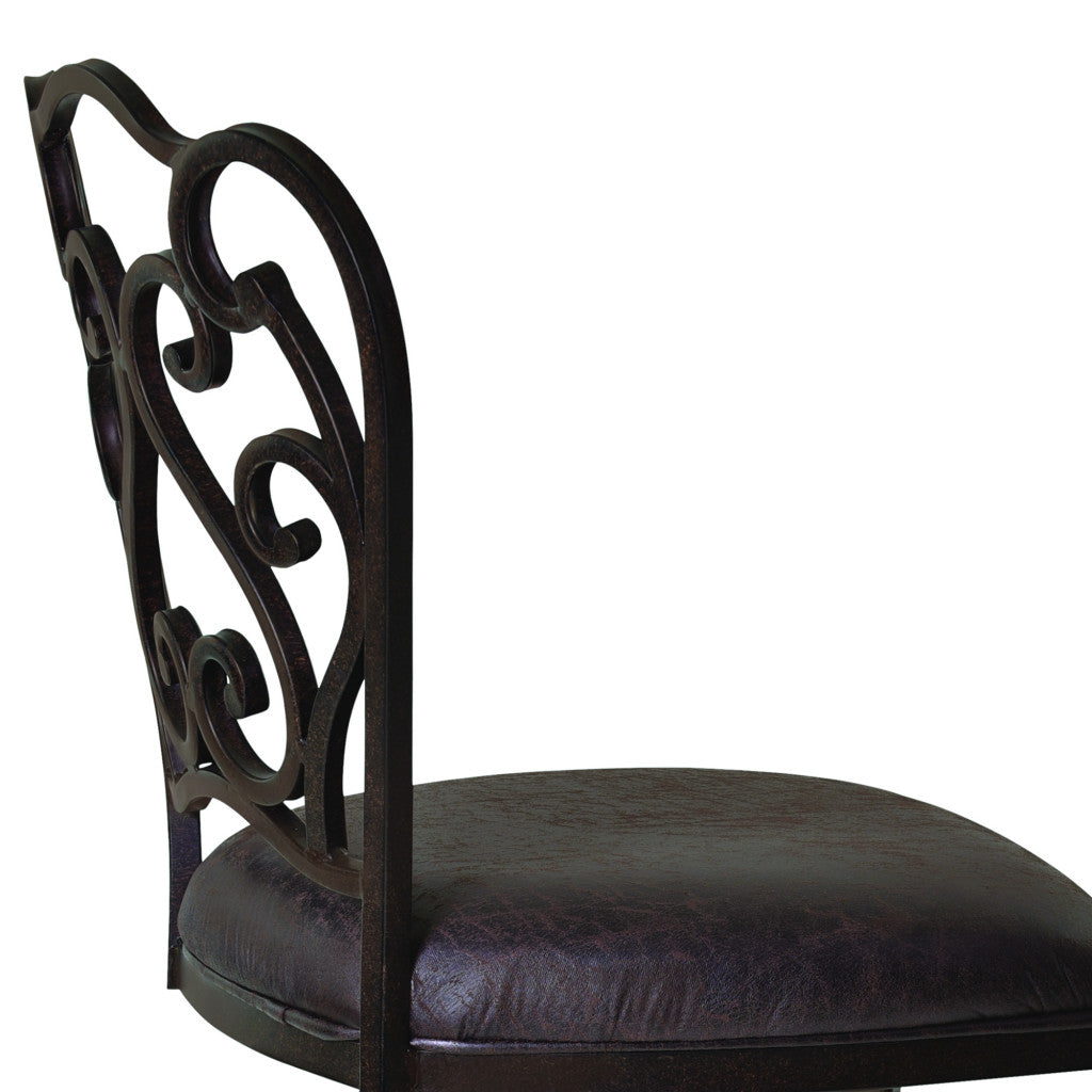 26" Dark Espresso Scroll Back Metal Swivel Bar Stool By Homeroots | Bar Stools | Modishstore - 5