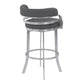 34" Gray And Silver Faux Leather Swivel Low Back Counter Height Bar Chair With Footrest By Homeroots