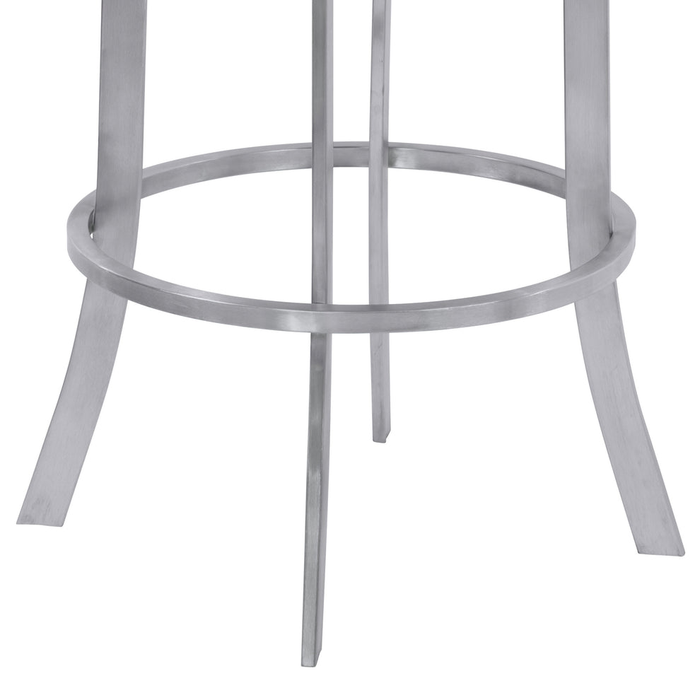 34" Gray And Silver Faux Leather Swivel Low Back Counter Height Bar Chair With Footrest By Homeroots | Bar Stools | Modishstore - 8