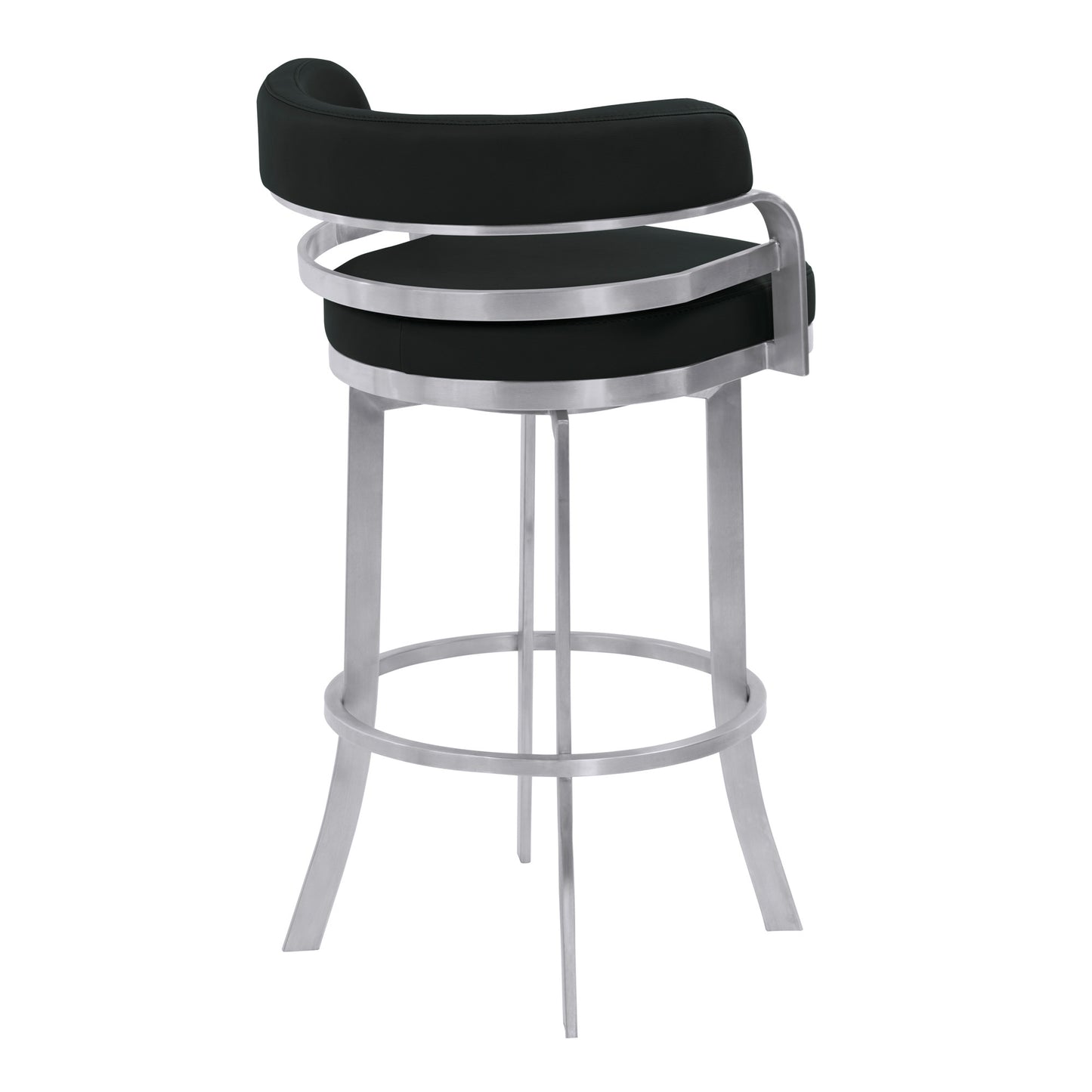 34" Black Brushed Stainless Steel Counter Height Swivel Backless Bar Chair By Homeroots | Bar Stools | Modishstore - 4