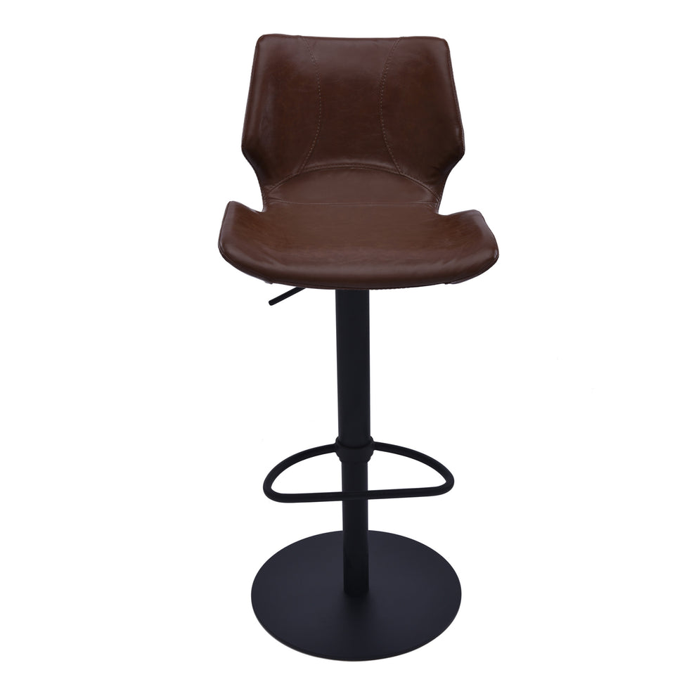 43" Vintage Coffee Faux Leather And Iron Swivel Adjustable Height Bar Chair By Homeroots | Bar Stools | Modishstore - 2