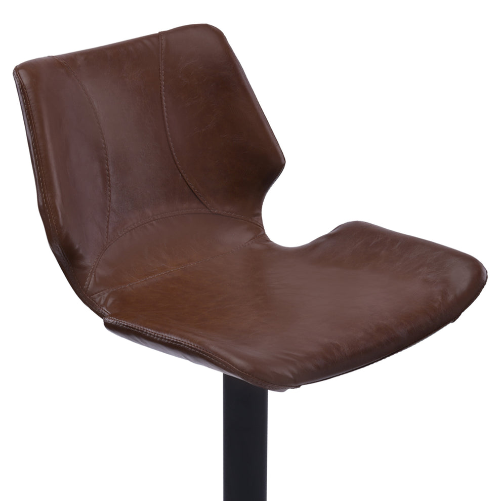 43" Vintage Coffee Faux Leather And Iron Swivel Adjustable Height Bar Chair By Homeroots | Bar Stools | Modishstore - 5