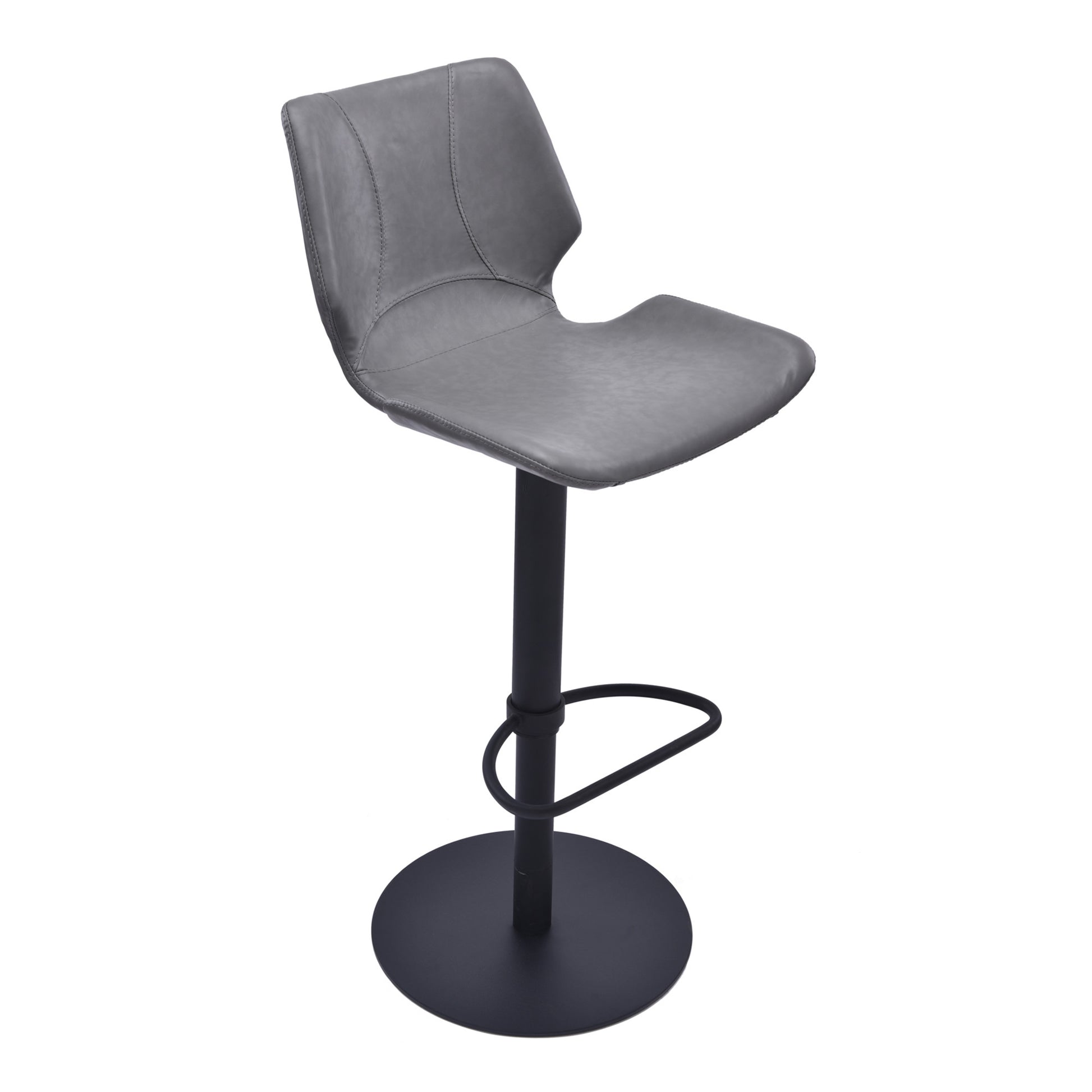 43" Vintage Gray Faux Leather And Iron Swivel Adjustable Height Bar Chair By Homeroots | Bar Stools | Modishstore