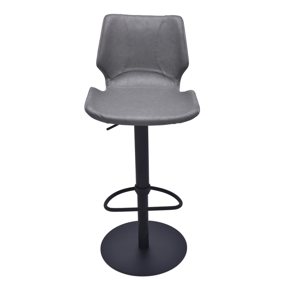 43" Vintage Gray Faux Leather And Iron Swivel Adjustable Height Bar Chair By Homeroots | Bar Stools | Modishstore - 2