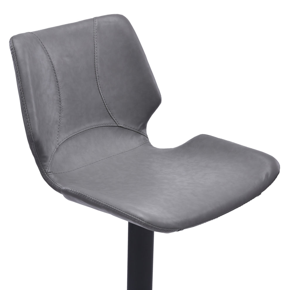 43" Vintage Gray Faux Leather And Iron Swivel Adjustable Height Bar Chair By Homeroots | Bar Stools | Modishstore - 5