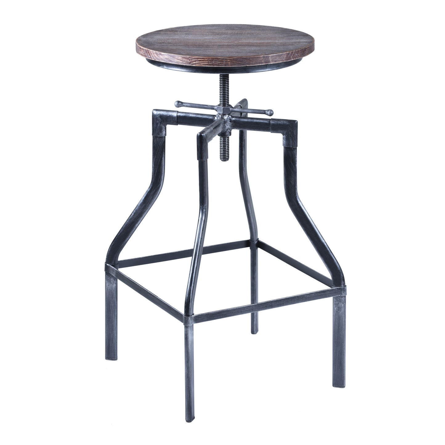 Adjustable Industrial Pine Wood Swivel Bar Stool By Homeroots | Bar Stools | Modishstore - 2