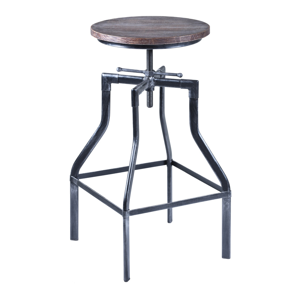Adjustable Industrial Pine Wood Swivel Bar Stool By Homeroots | Bar Stools | Modishstore - 2