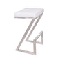 26" Contempo White Faux Leather and Stainless Backless Bar Stool By Homeroots | Bar Stools | Modishstore - 2