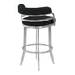 38" Black And Silver Faux Leather And Iron Swivel Low Back Bar Height Chair With Footrest By Homeroots
