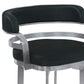 38" Black And Silver Faux Leather And Iron Swivel Low Back Bar Height Chair With Footrest By Homeroots