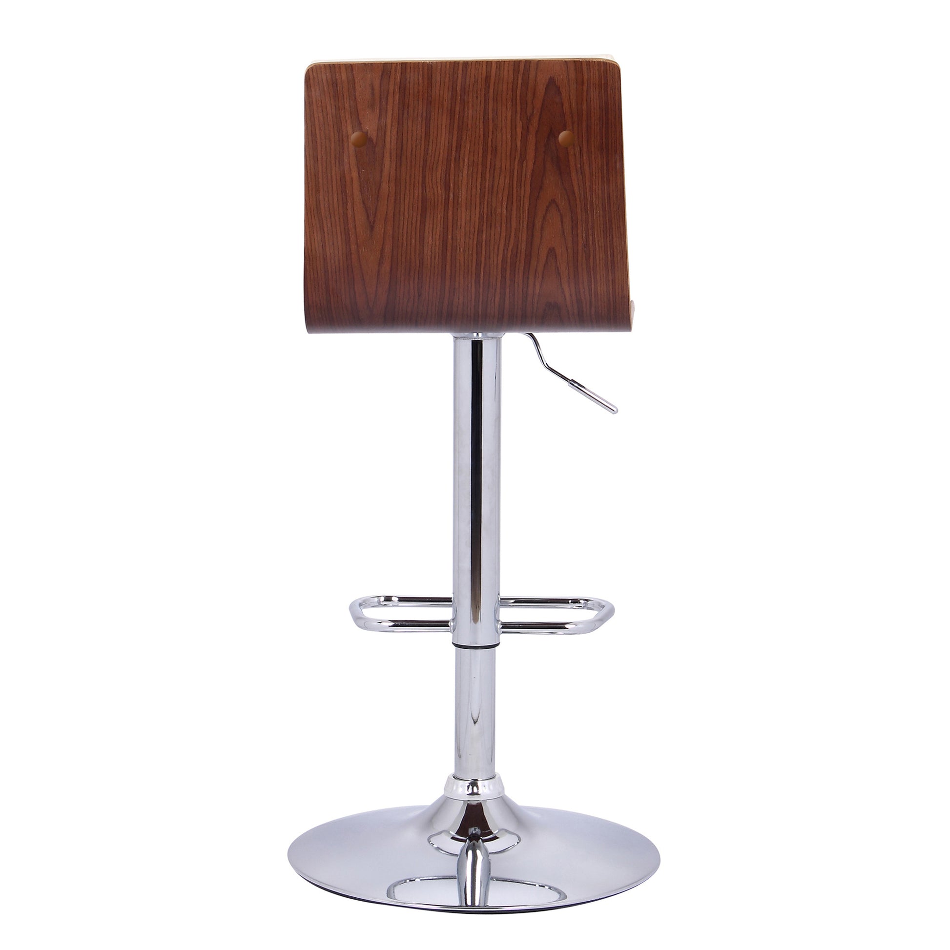 Cream Faux Leather Walnut and Chrome Adjustable Swivel Bar Stool By Homeroots | Bar Stools | Modishstore - 5