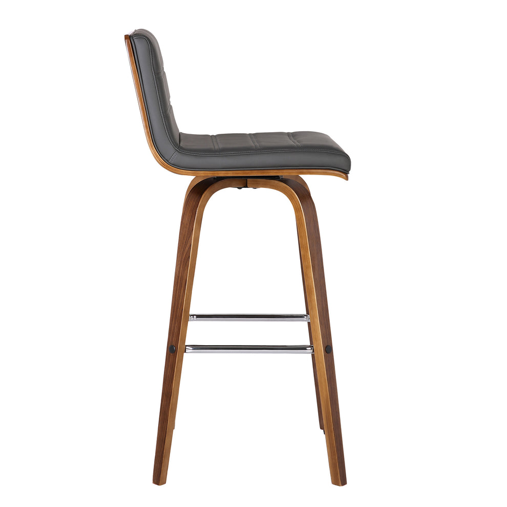 26” Gray Faux Leather Wooden Swivel Bar Stool By Homeroots | Bar Stools | Modishstore - 5