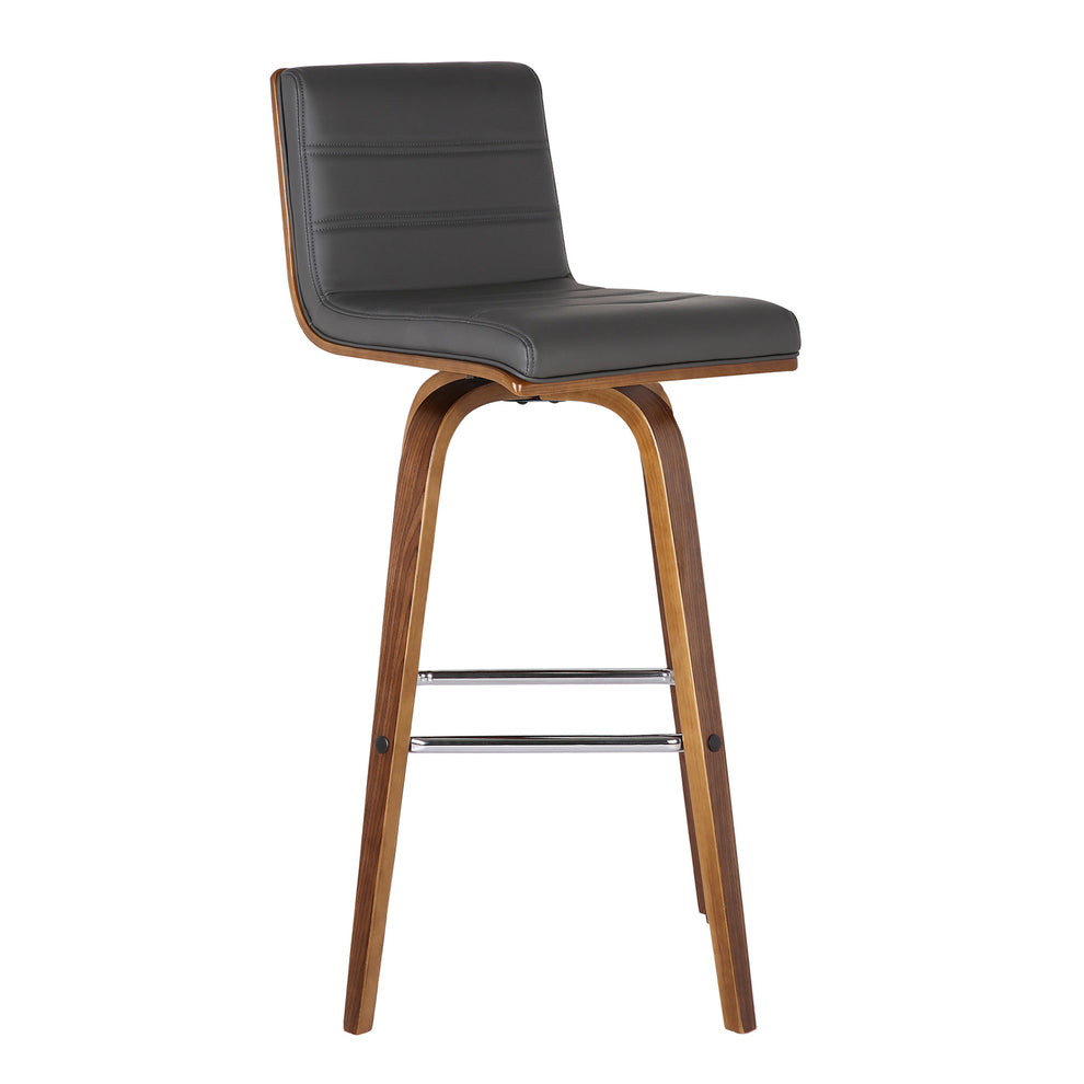 30” Gray Faux Leather Wooden Swivel Bar Stool By Homeroots | Bar Stools | Modishstore - 2
