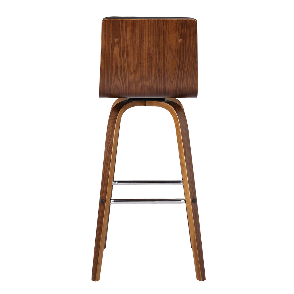 30” Gray Faux Leather Wooden Swivel Bar Stool By Homeroots | Bar Stools | Modishstore - 3
