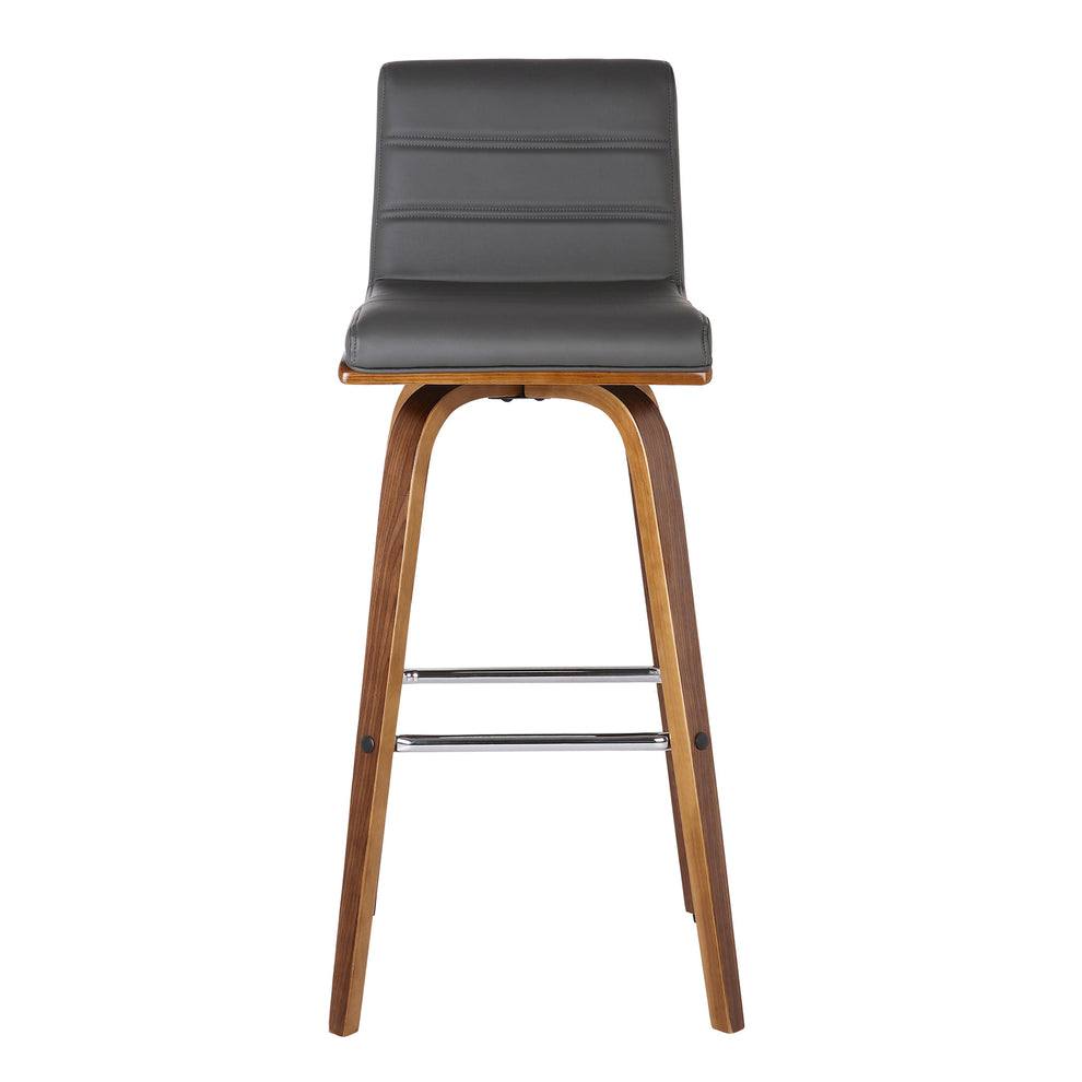 30” Gray Faux Leather Wooden Swivel Bar Stool By Homeroots | Bar Stools | Modishstore - 4