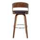 Brown Faux Leather Modern Walnut Wooden Bar Stool By Homeroots | Bar Stools | Modishstore - 3