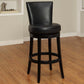 30" Black Faux Leather Round Seat Black Wood Swivel Armless Bar Stool By Homeroots | Bar Stools | Modishstore