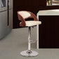 43" Cream And Brown Faux Leather And Solid Wood Swivel Low Back Adjustable Height Bar Chair With Footrest By Homeroots