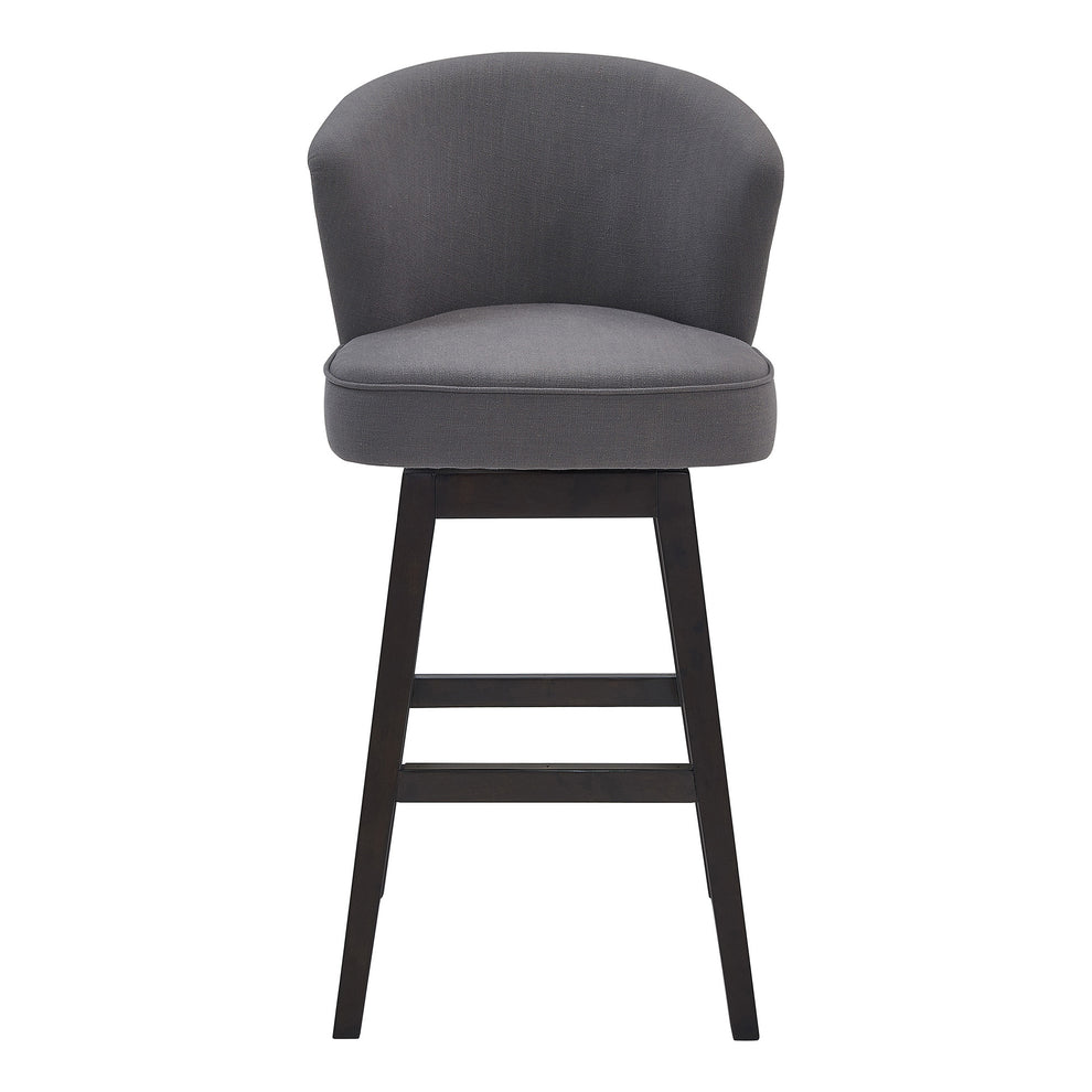 26" Grey Espresso Wood Fabric Swivel Bar Stool By Homeroots | Bar Stools | Modishstore - 3