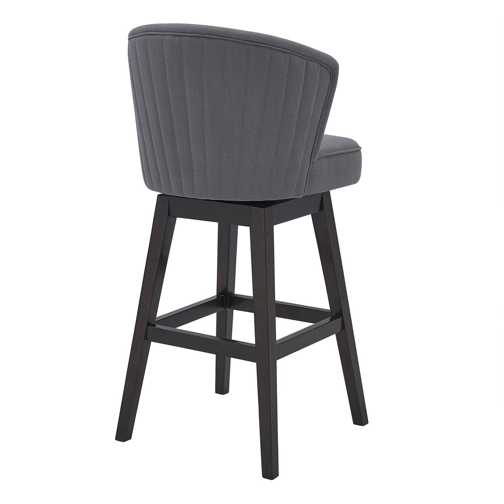 26" Grey Espresso Wood Fabric Swivel Bar Stool By Homeroots | Bar Stools | Modishstore - 4