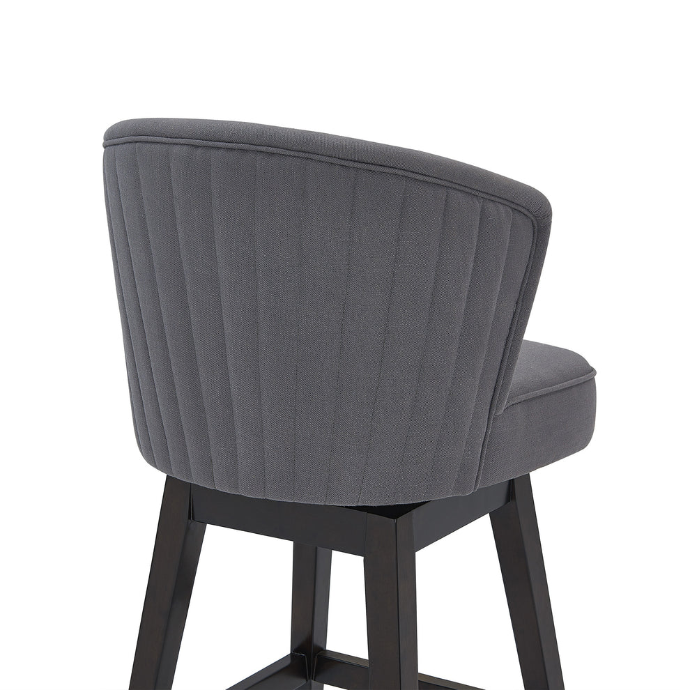 26" Grey Espresso Wood Fabric Swivel Bar Stool By Homeroots | Bar Stools | Modishstore - 7