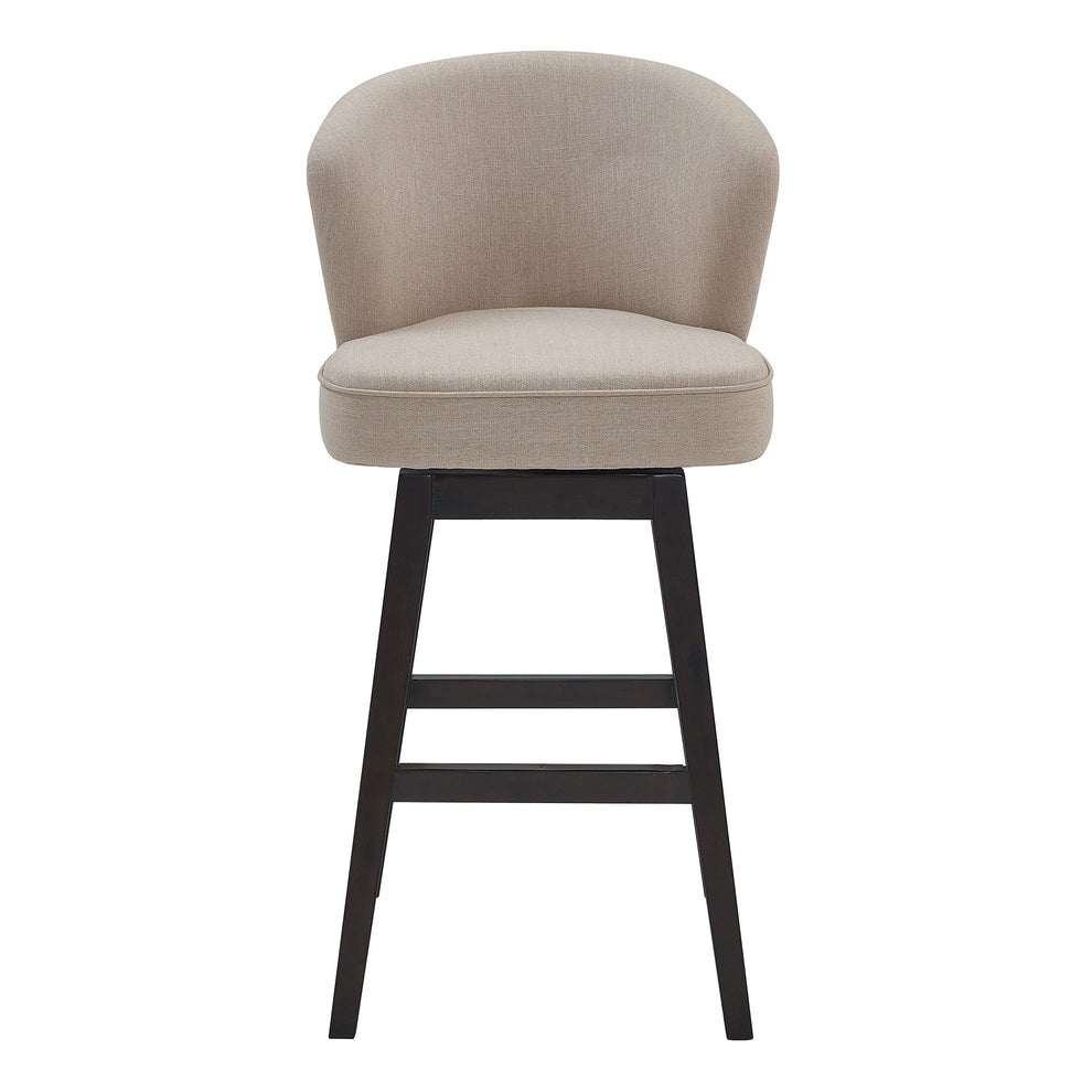 26" Tan Espresso Wood Fabric Swivel Bar Stool By Homeroots | Bar Stools | Modishstore - 3