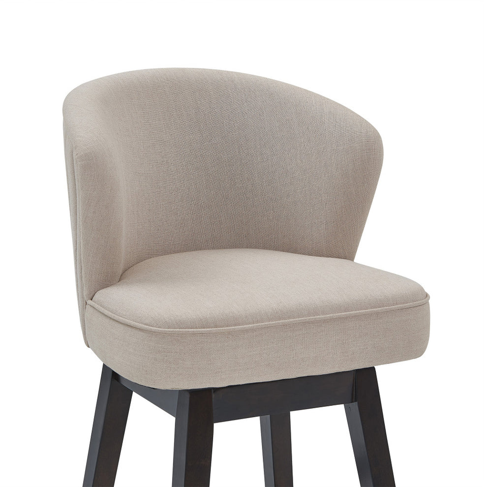 26" Tan Espresso Wood Fabric Swivel Bar Stool By Homeroots | Bar Stools | Modishstore - 6