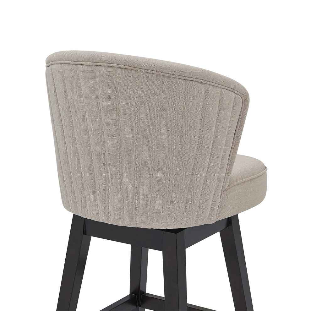 26" Tan Espresso Wood Fabric Swivel Bar Stool By Homeroots | Bar Stools | Modishstore - 7