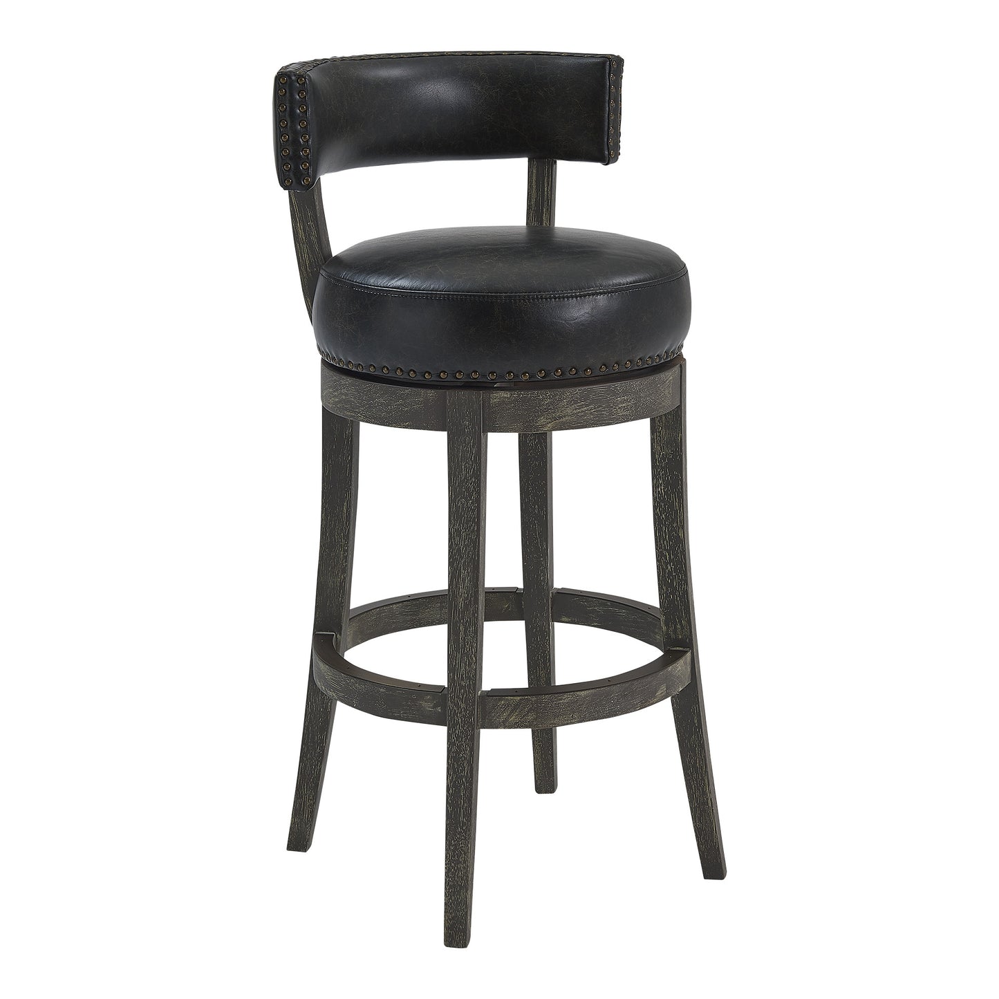 26" Brown Onyx Faux Leather Swivel Wood Counter Stool By Homeroots | Bar Stools | Modishstore - 2