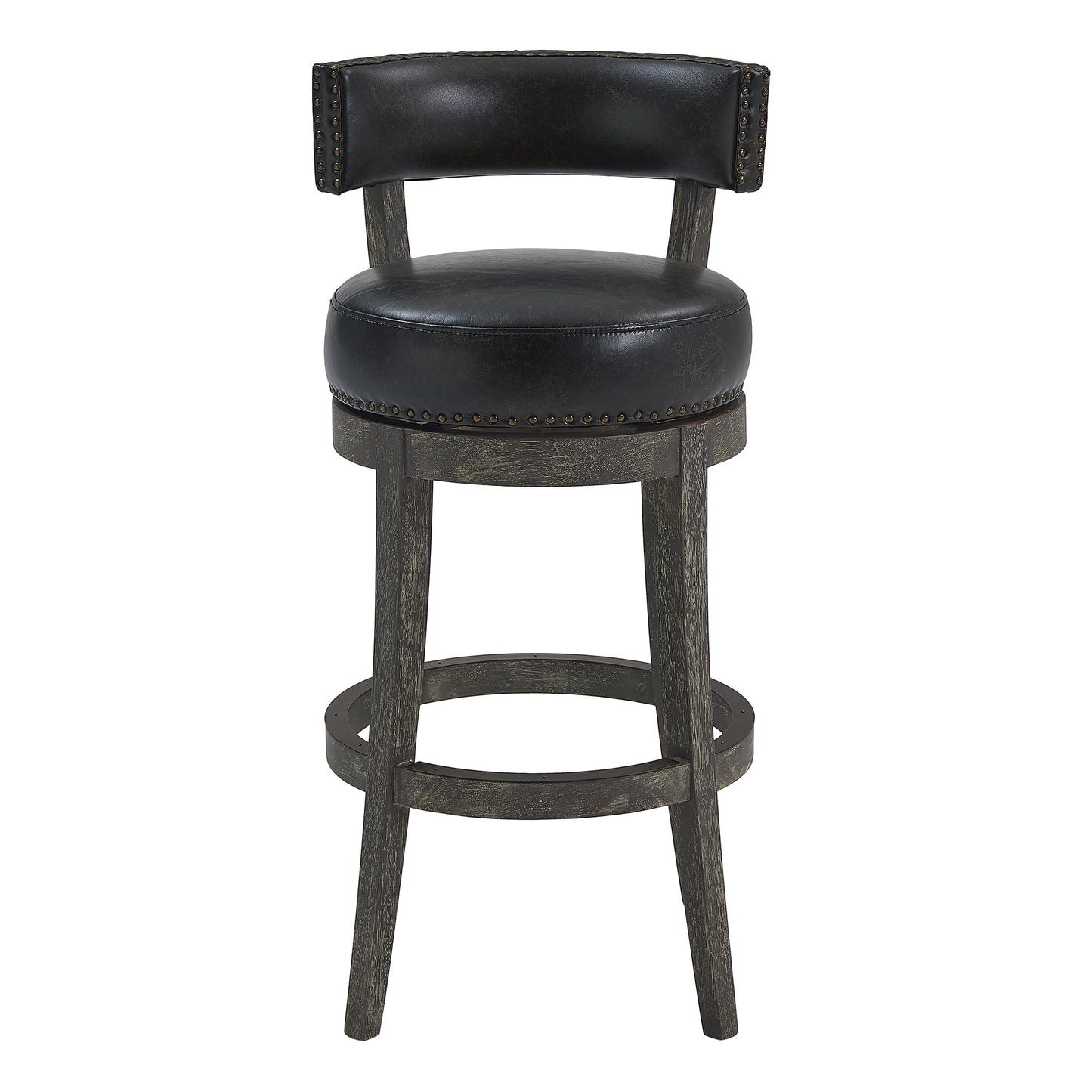 26" Brown Onyx Faux Leather Swivel Wood Counter Stool By Homeroots | Bar Stools | Modishstore - 3