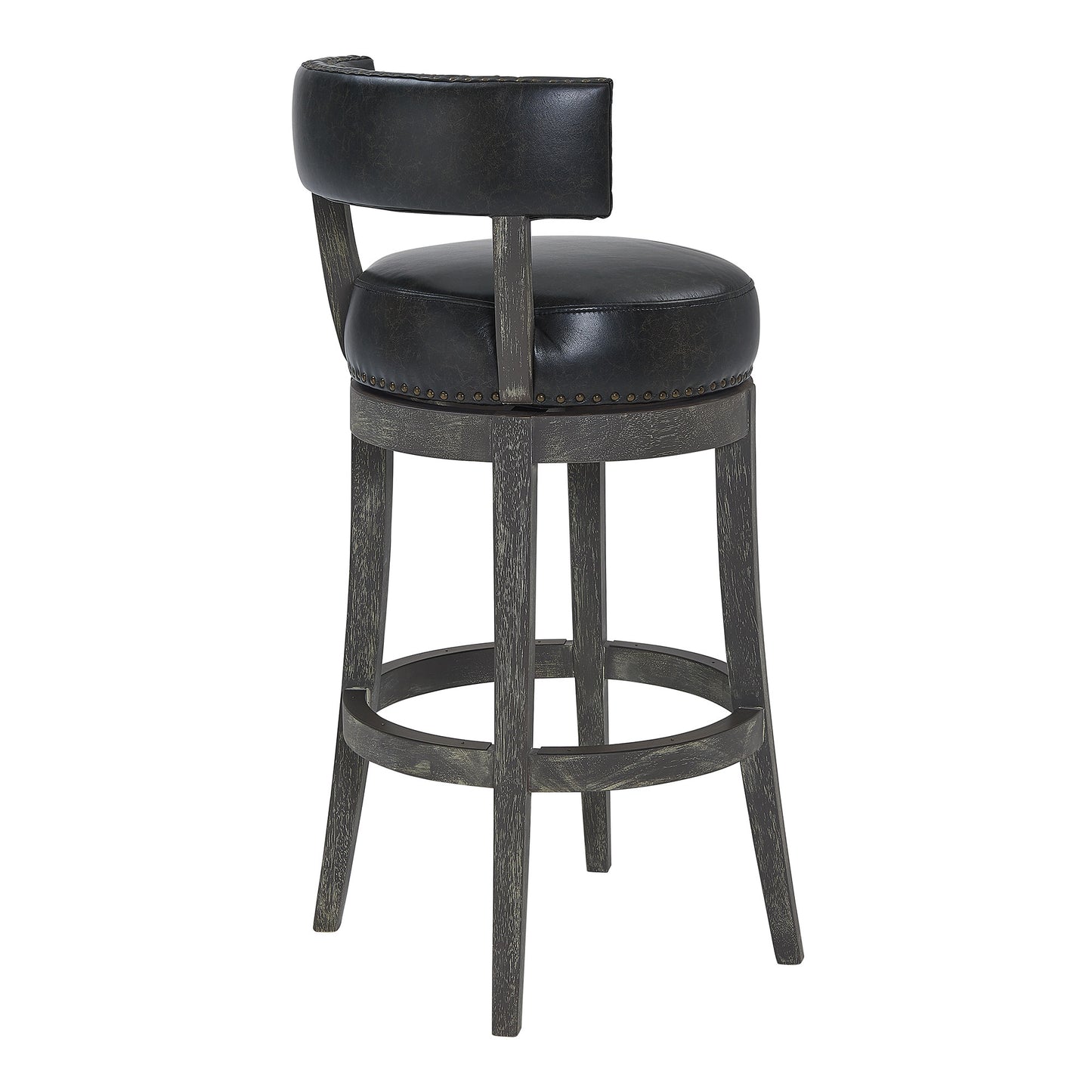 26" Brown Onyx Faux Leather Swivel Wood Counter Stool By Homeroots | Bar Stools | Modishstore - 4