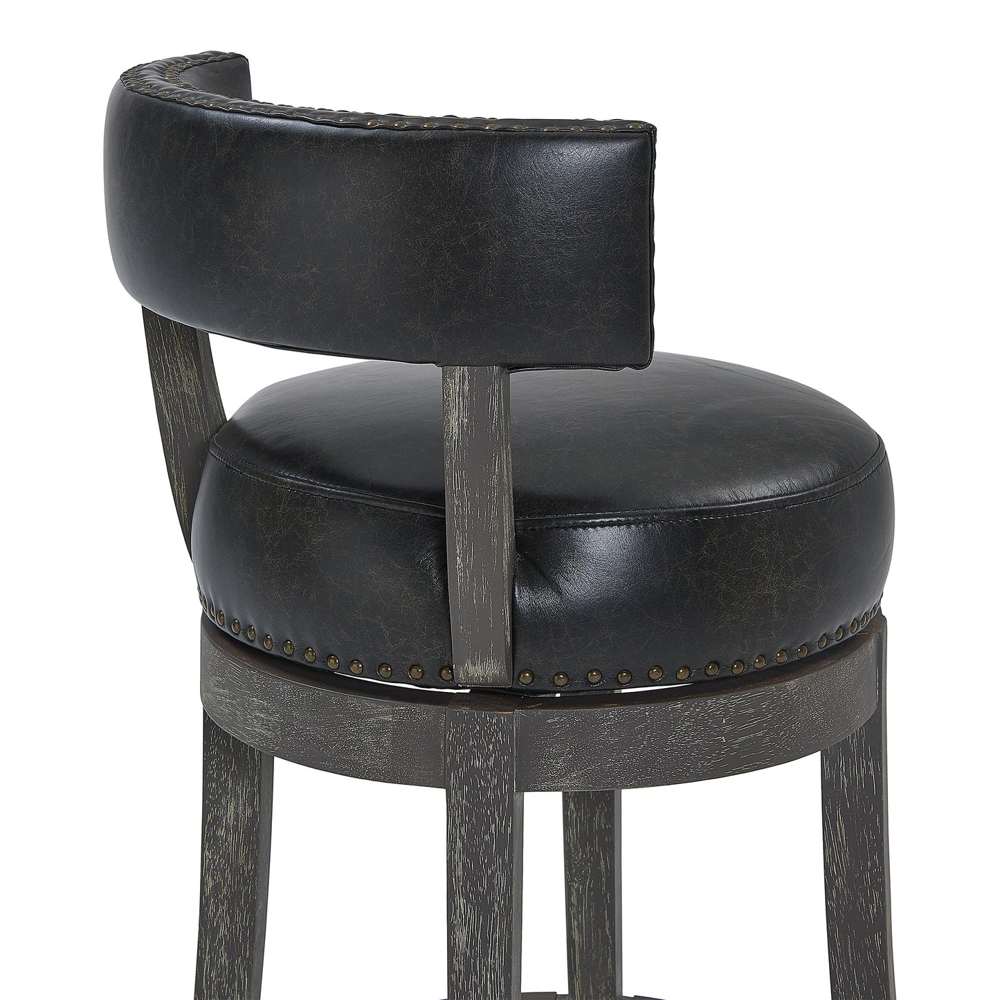 26" Brown Onyx Faux Leather Swivel Wood Counter Stool By Homeroots | Bar Stools | Modishstore - 6