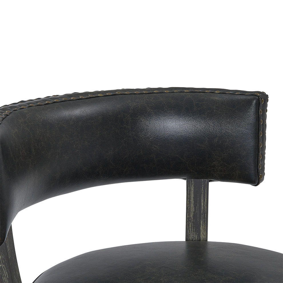 26" Brown Onyx Faux Leather Swivel Wood Counter Stool By Homeroots | Bar Stools | Modishstore - 8