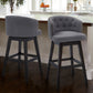 26" Grey Tufted Fabric and Dark Espresso Wood Swivel Bar Stool By Homeroots | Bar Stools | Modishstore