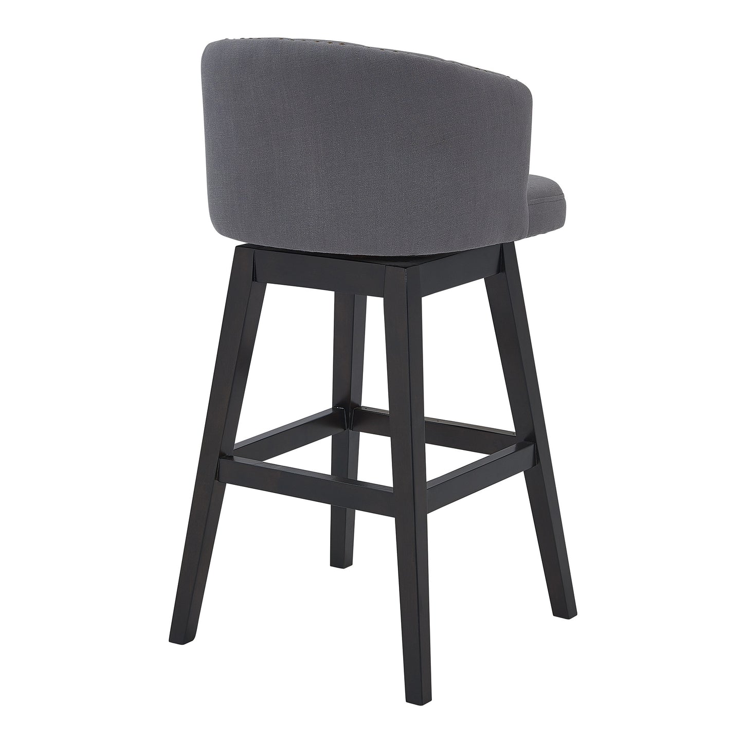 26" Grey Tufted Fabric and Dark Espresso Wood Swivel Bar Stool By Homeroots | Bar Stools | Modishstore - 4