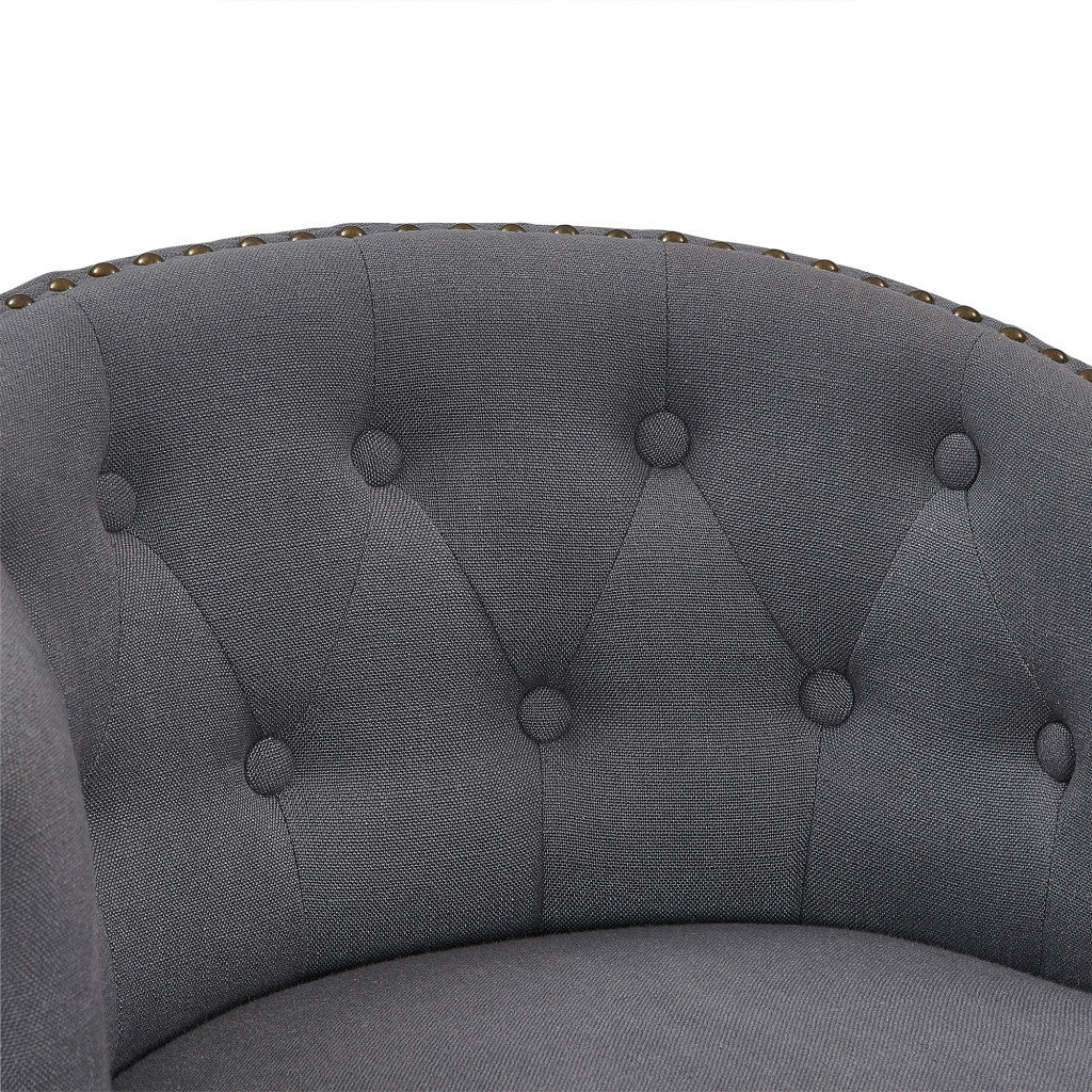 26" Grey Tufted Fabric and Dark Espresso Wood Swivel Bar Stool By Homeroots | Bar Stools | Modishstore - 8