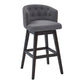 30" Grey Tufted Fabric and Dark Espresso Wood Swivel Bar Stool By Homeroots | Bar Stools | Modishstore - 2