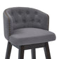 30" Grey Tufted Fabric and Dark Espresso Wood Swivel Bar Stool By Homeroots | Bar Stools | Modishstore - 5