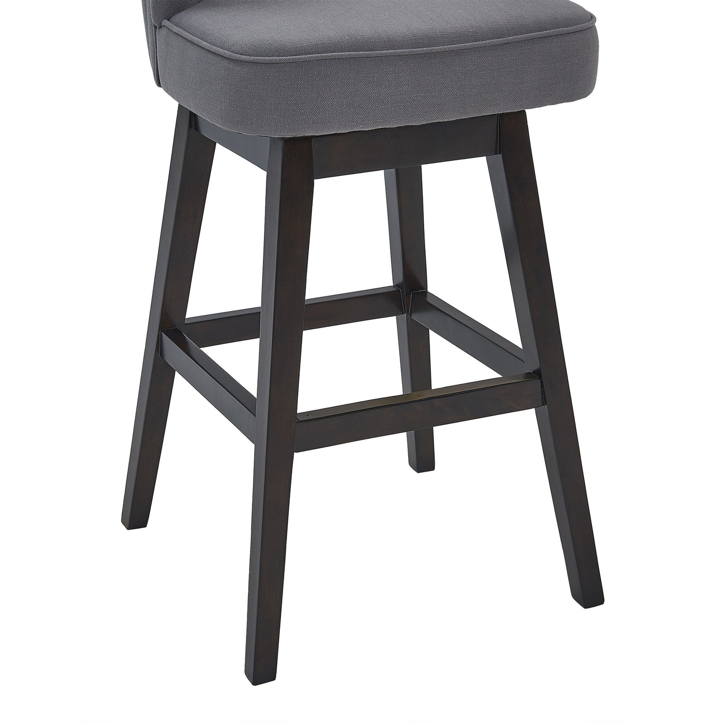 30" Grey Tufted Fabric and Dark Espresso Wood Swivel Bar Stool By Homeroots | Bar Stools | Modishstore - 7
