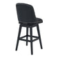 42" Black Faux Leather And Solid Wood Swivel Bar Height Chair By Homeroots | Bar Stools | Modishstore - 3