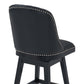 42" Black Faux Leather And Solid Wood Swivel Bar Height Chair By Homeroots | Bar Stools | Modishstore - 6