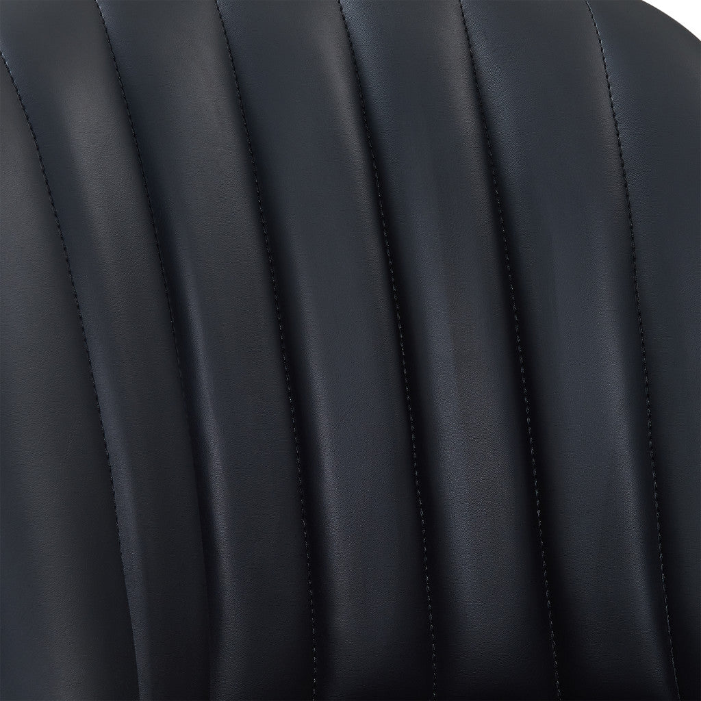 42" Black Faux Leather And Solid Wood Swivel Bar Height Chair By Homeroots | Bar Stools | Modishstore - 9