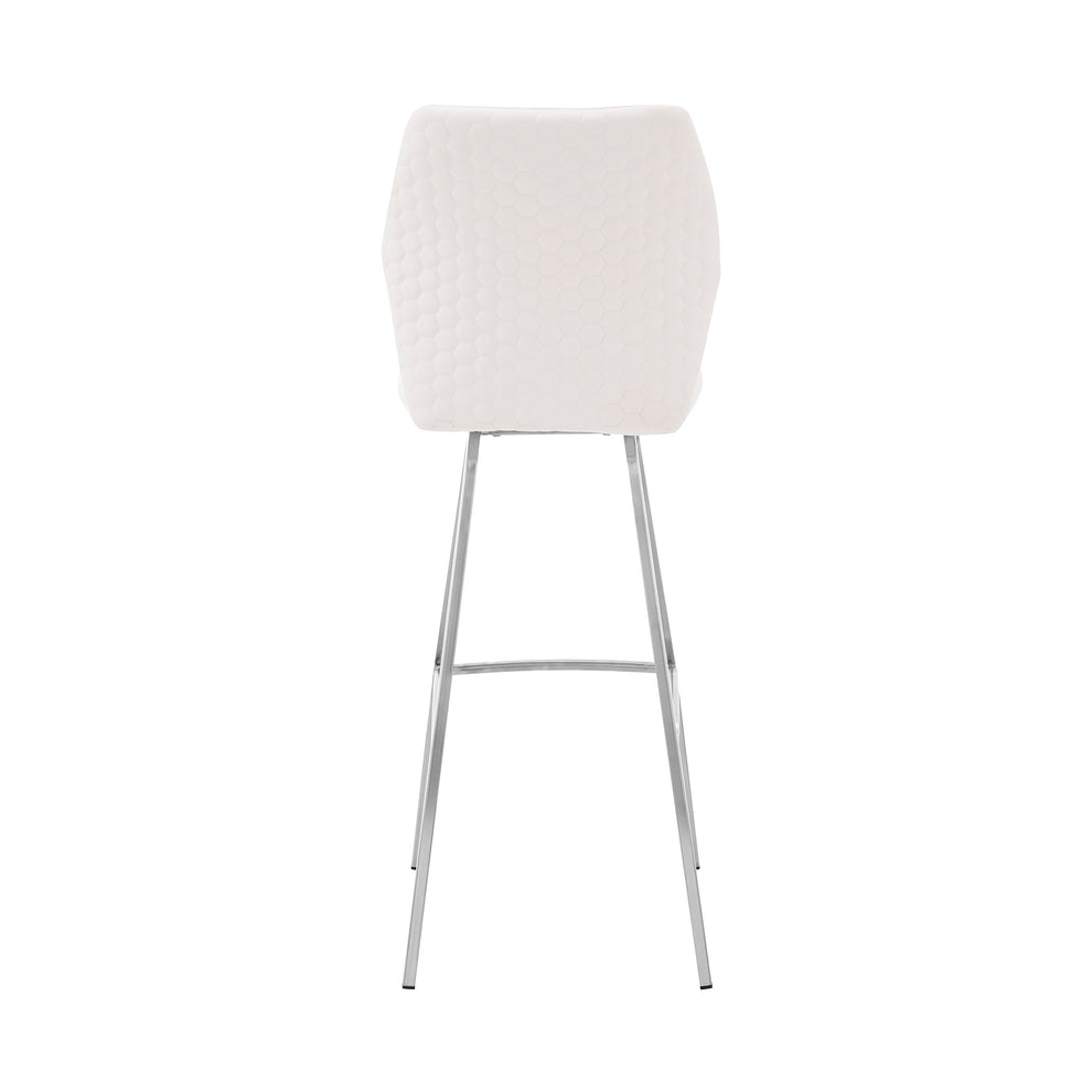 38" White Faux Leather And Iron Counter Height Bar Chair By Homeroots | Bar Stools | Modishstore - 5