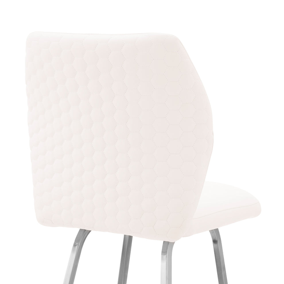 38" White Faux Leather And Iron Counter Height Bar Chair By Homeroots | Bar Stools | Modishstore - 8