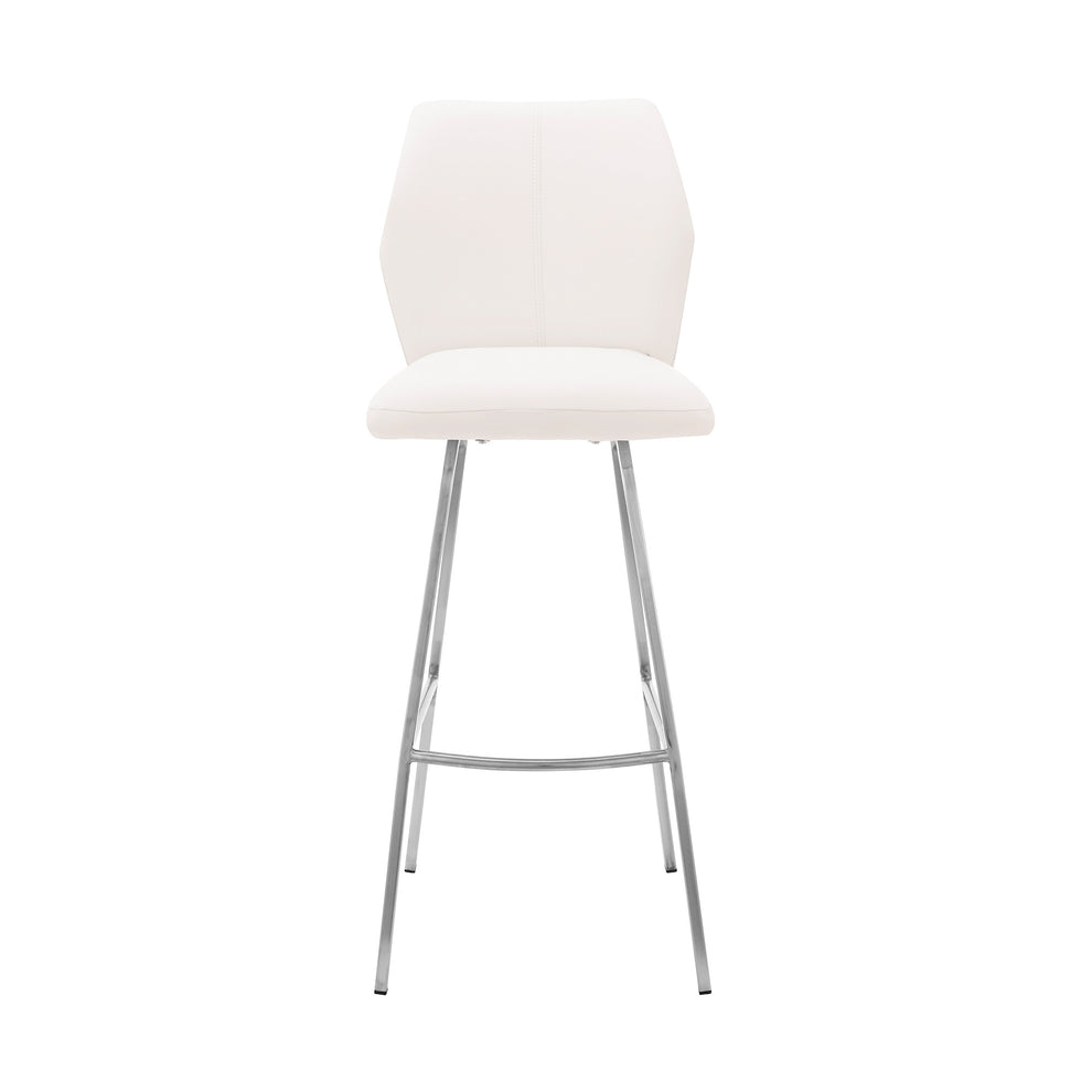 42" White Faux Leather And Iron Bar Height Chair By Homeroots | Bar Stools | Modishstore - 2