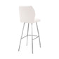 42" White Faux Leather And Iron Bar Height Chair By Homeroots