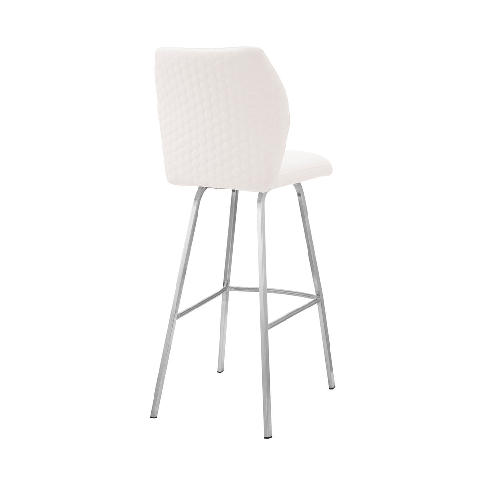 42" White Faux Leather And Iron Bar Height Chair By Homeroots | Bar Stools | Modishstore - 4