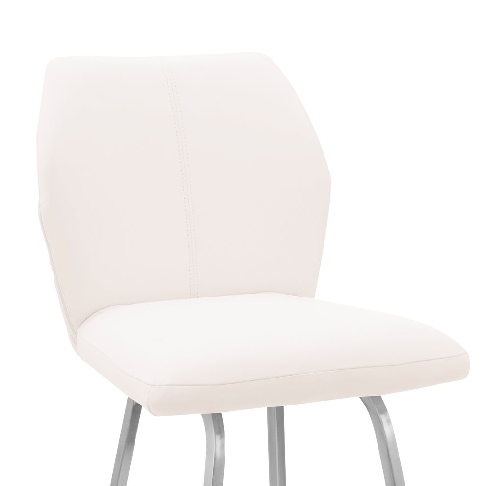 42" White Faux Leather And Iron Bar Height Chair By Homeroots | Bar Stools | Modishstore - 7